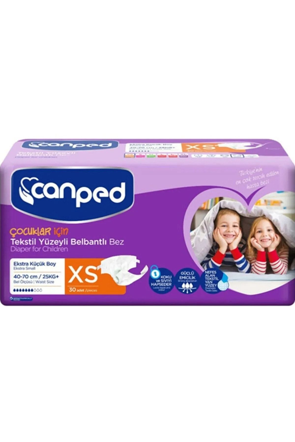 Canped Extra Small Xs Bel Bantlı Çocuk - Hasta Bezi 30'lu X 4 Paket