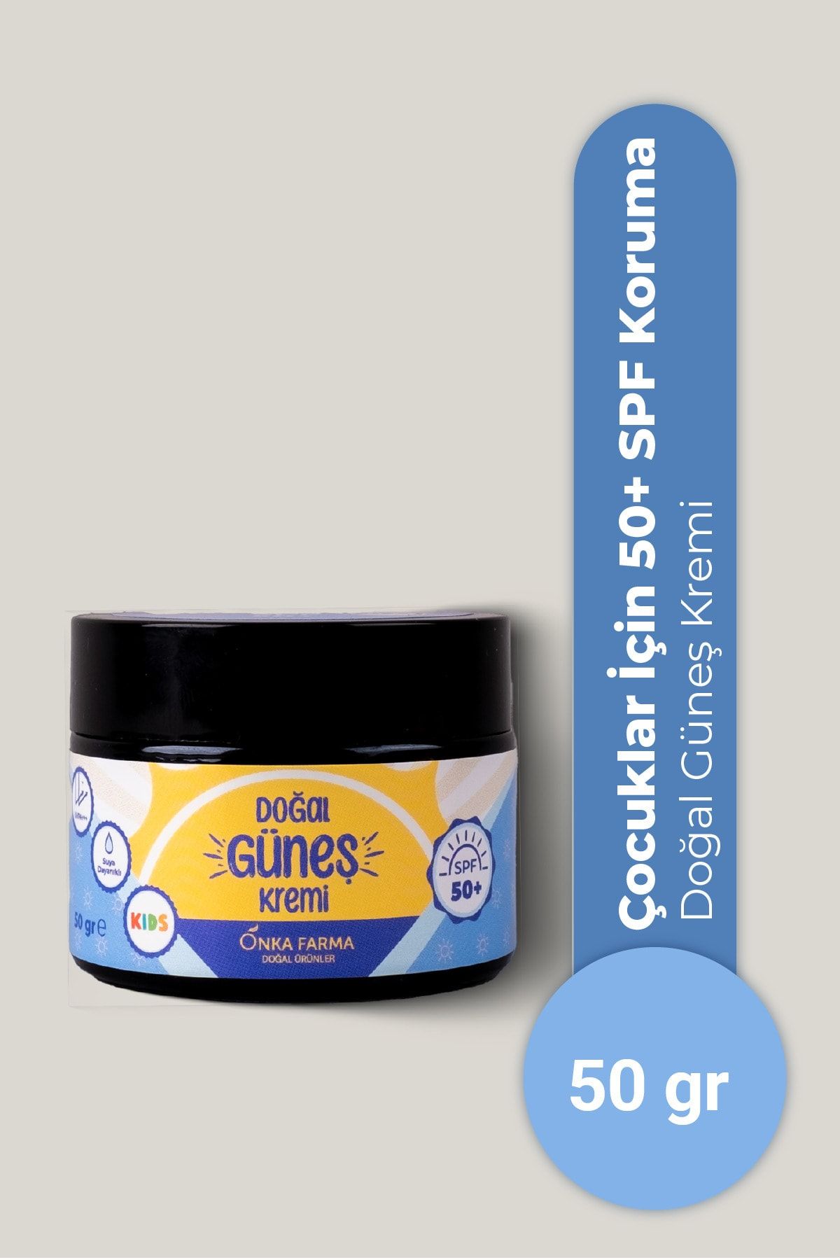 OnkaFarma Onka Farma Doğal Çocuk Güneş Kremi 50+ SPF Faktör - 2 Yaş Üzeri Kullanım - Dermotolojik Testli