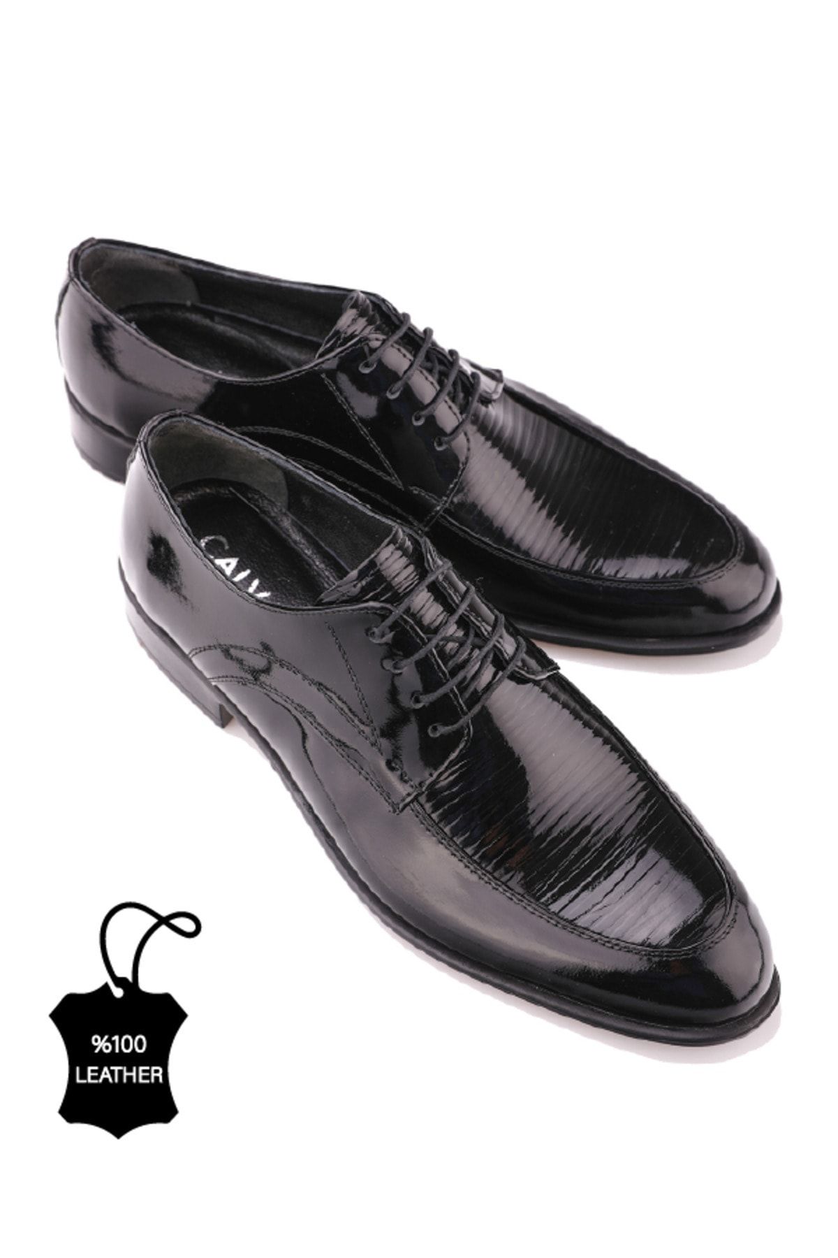 Calvano Hakiki Deri Siyah Erkek Klasik Ayakkabı