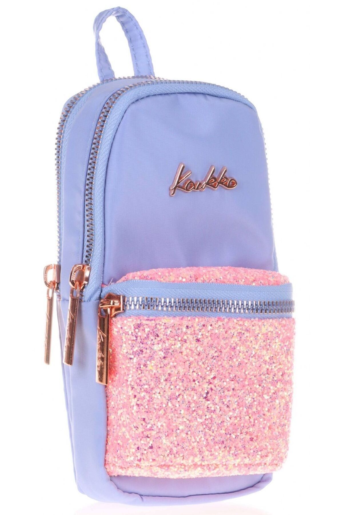 Kaukko Bright Floral Mavi Taşlı Junior Bag Çanta Şekilli Kalem Çantası