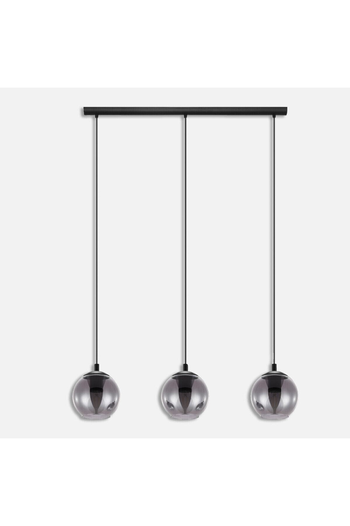 Ariscani Modern 3'lü Cam Yuvarlak Şapkalı Avize