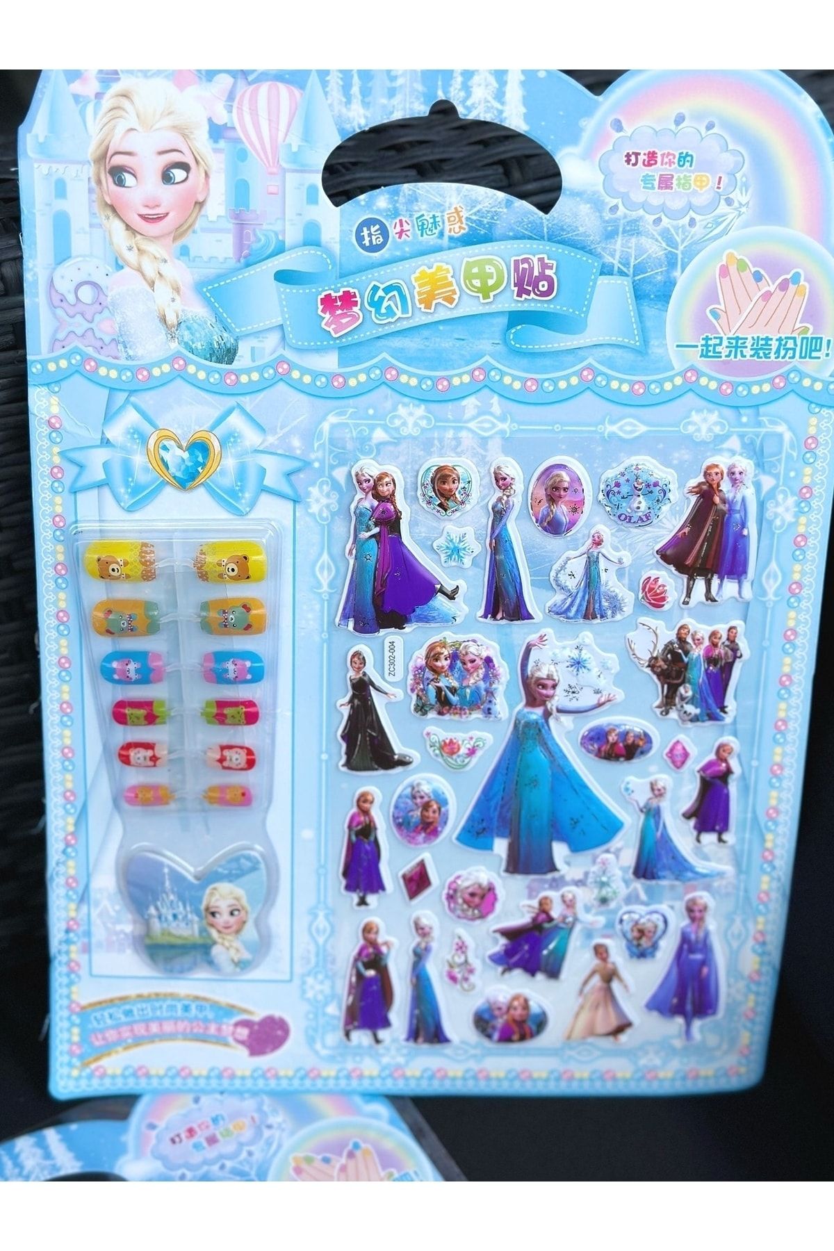 ELSA Anna frozen karlar ülkesi 3d boyutlu yapışkan sticker takma çocuk tırnağı tırnak seti