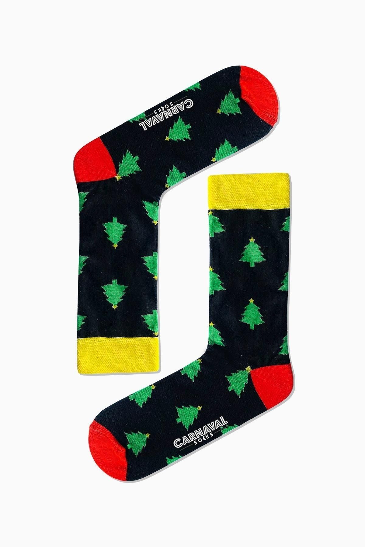 CARNAVAL SOCKS Yılbaşı Çam Ağacı Desenli Renkli Çorap