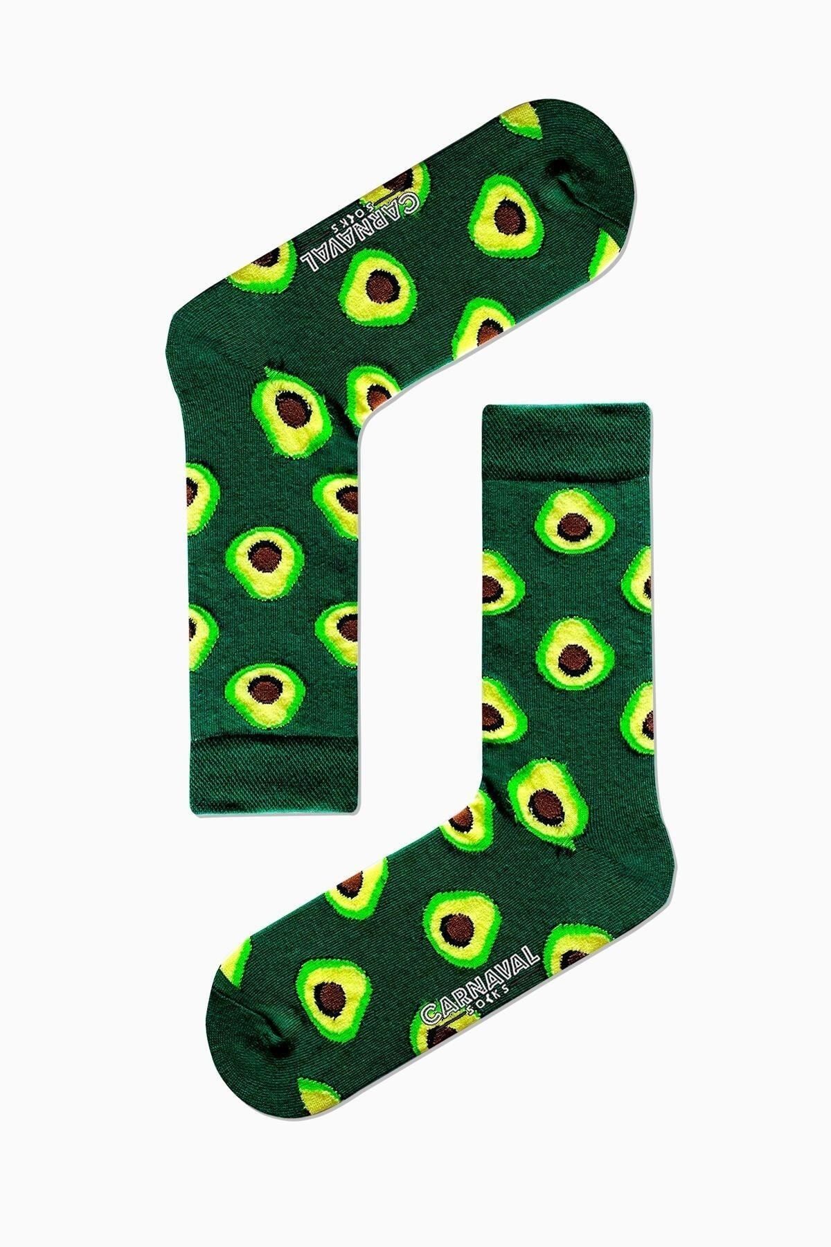 CARNAVAL SOCKS Yeşil Avokado Desenli Renkli Çorap