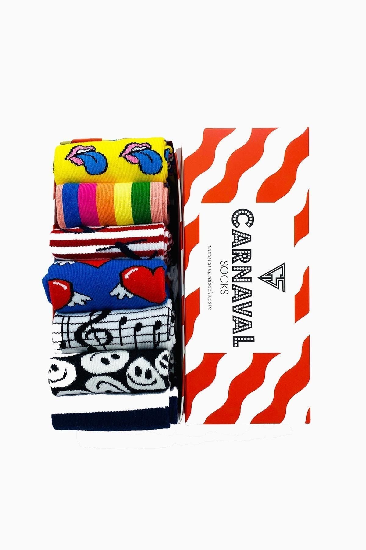 CARNAVAL SOCKS 7'li Happy Socks Desenli Renkli Çorap Set