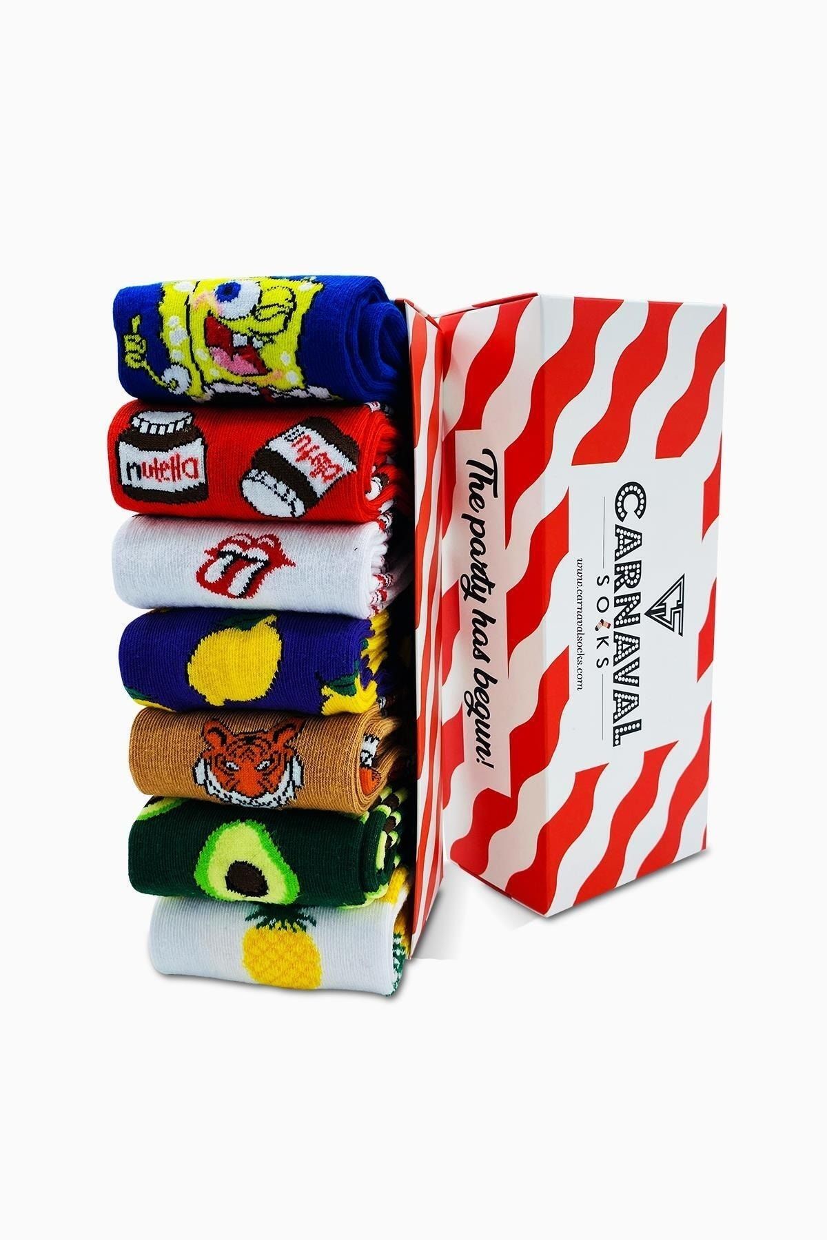 CARNAVAL SOCKS 7'li Carnaval-2 Desenli Renkli Çorap Set