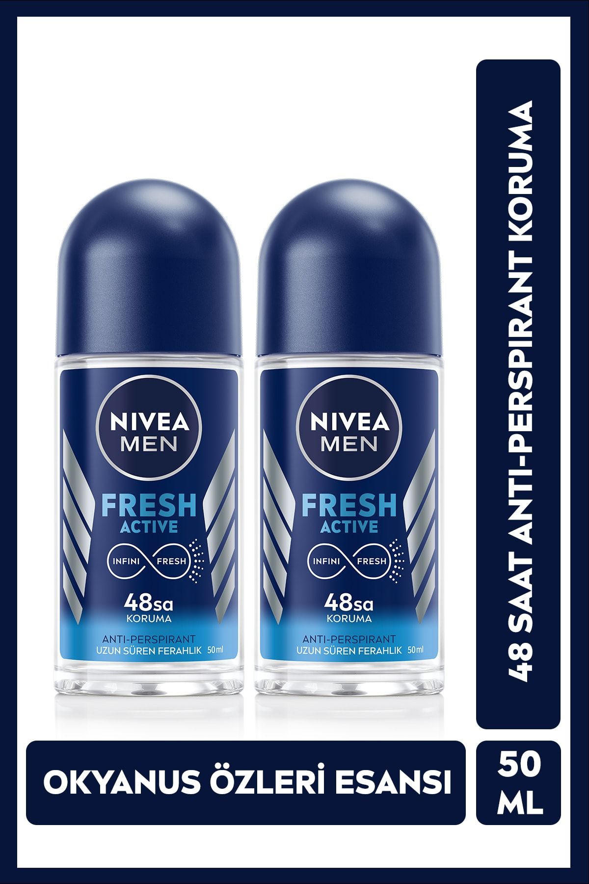 NIVEA Fresh Roll On Deodorant 50ml Erkek 2'li Avantaj Paketi