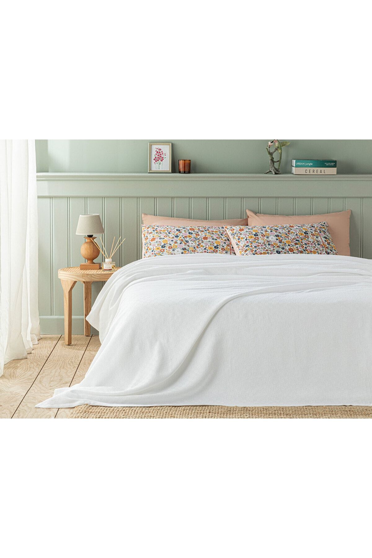 English Home Plain Pamuklu Tek Kişilik Pike Beyaz