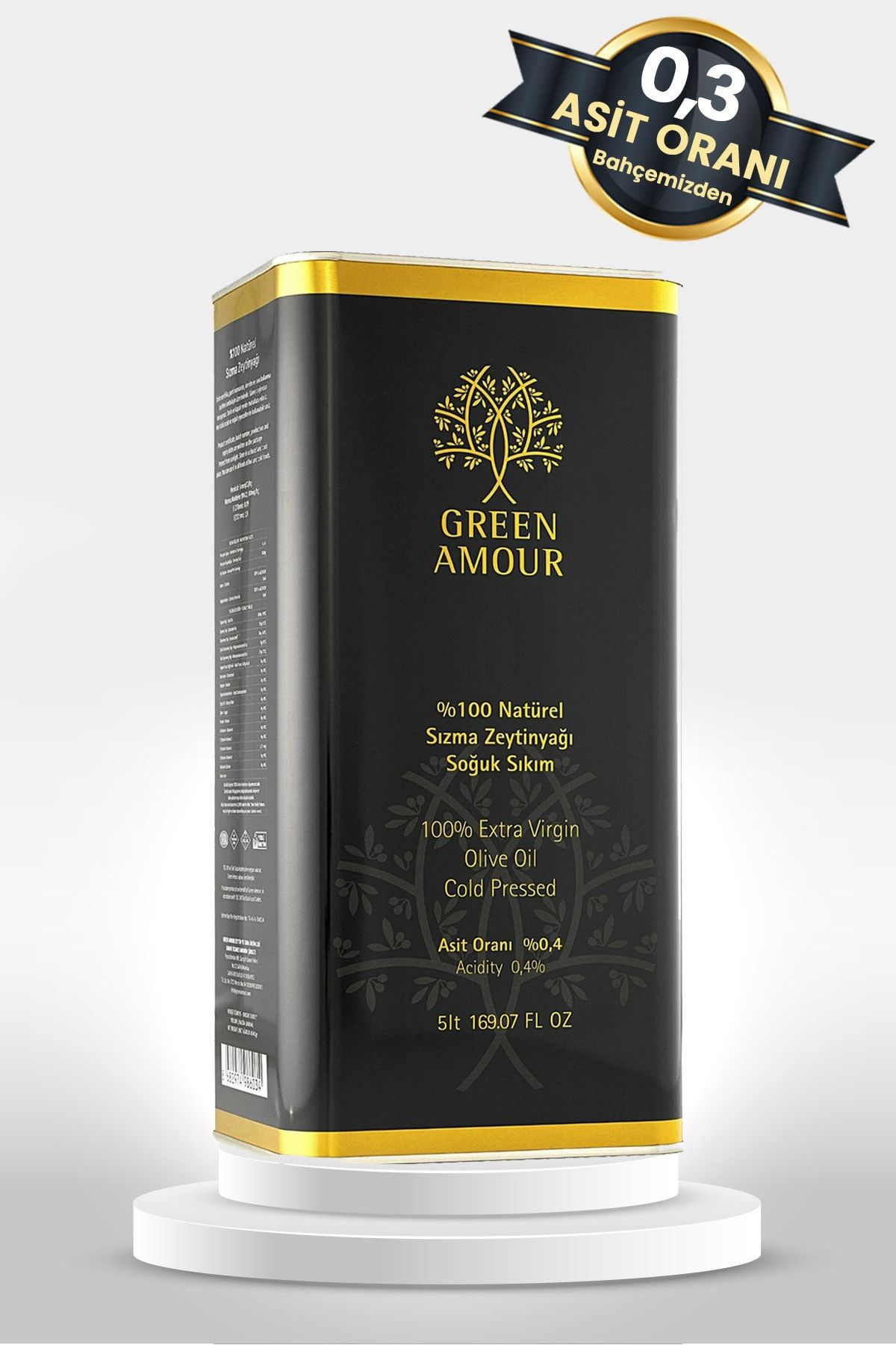 Green Amour Soğuk Sıkım %100 Natürel Sızma Zeytinyağı Düşük Asit -5 Litre