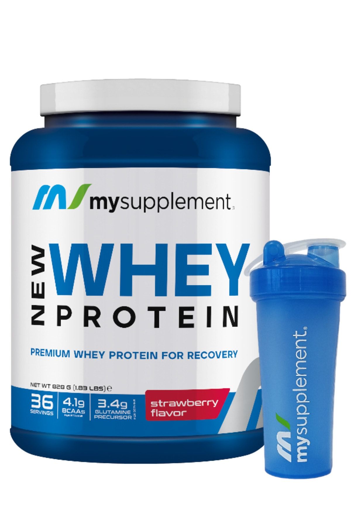 Mysupplement New Whey Protein Çilek 36 Servis 828 gr Protein Tozu %78 Protein 4.1 gr Bcaa (PROTEİN SENTEZİ)