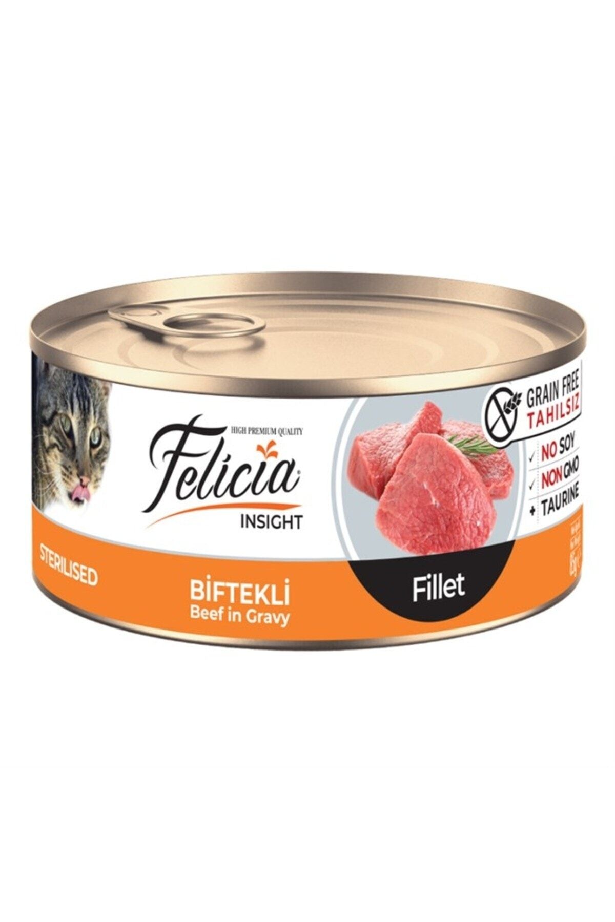 Felicia Biftek Fileto Tahılsız Kısırlaştırılmış Yaş Kedi Maması 85 gr