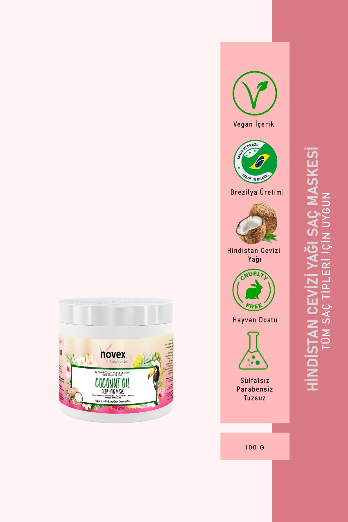NOVEX Coconut Oil - Besleyici Ve Kırılmaya Karşı Onarıcı Saç Maskesi 100g -