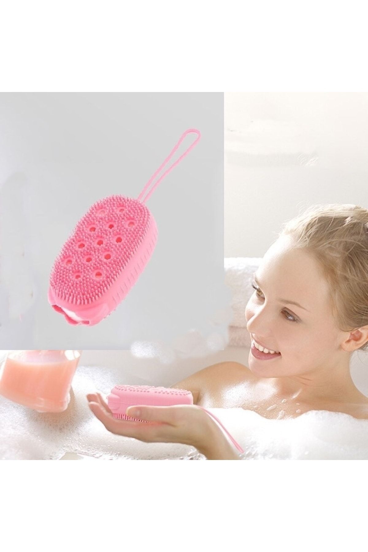 Mardinal Süngerli Silikon Duş Fırçası - Peeling Banyo Kesesi