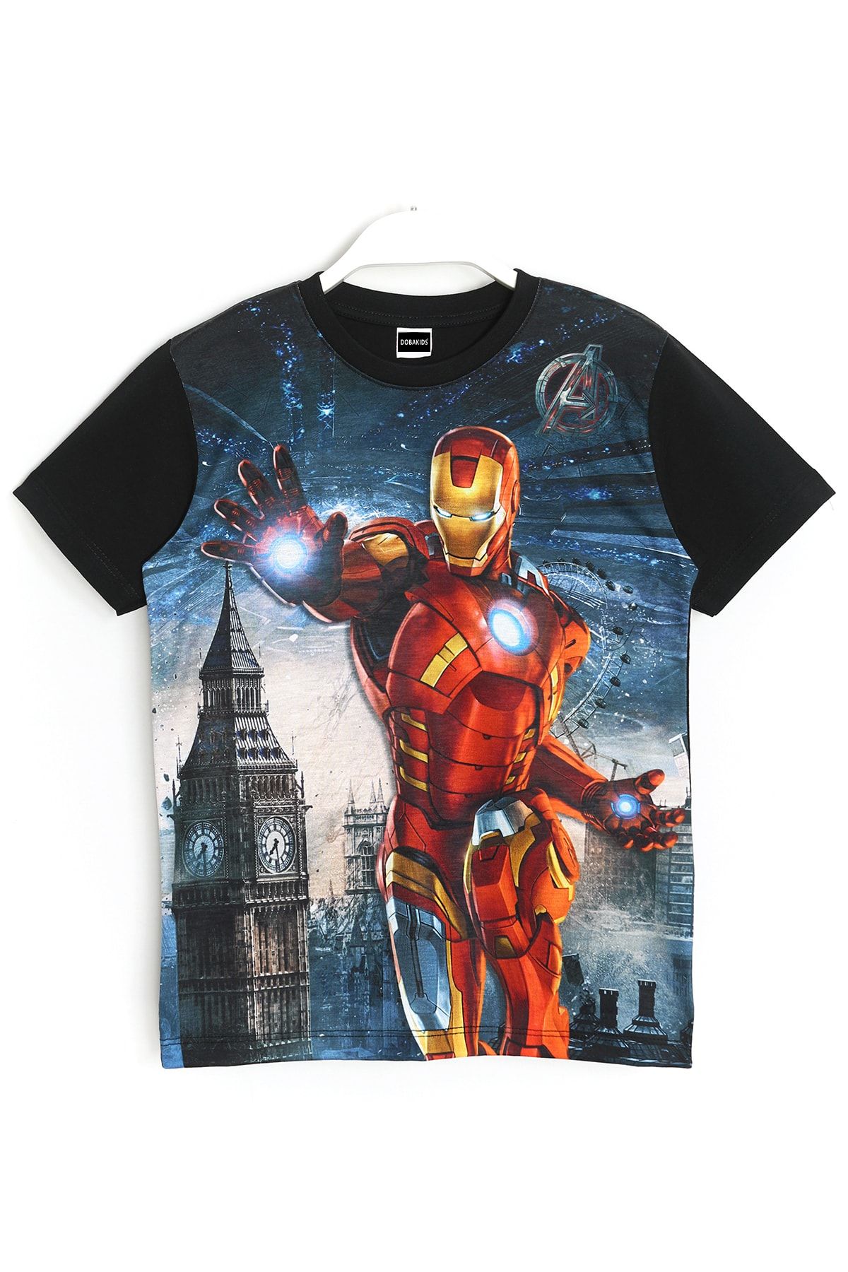 DobaKids 3D Erkek Çocuk Iron Man Demir Adam Baskılı T-Shirt Siyah