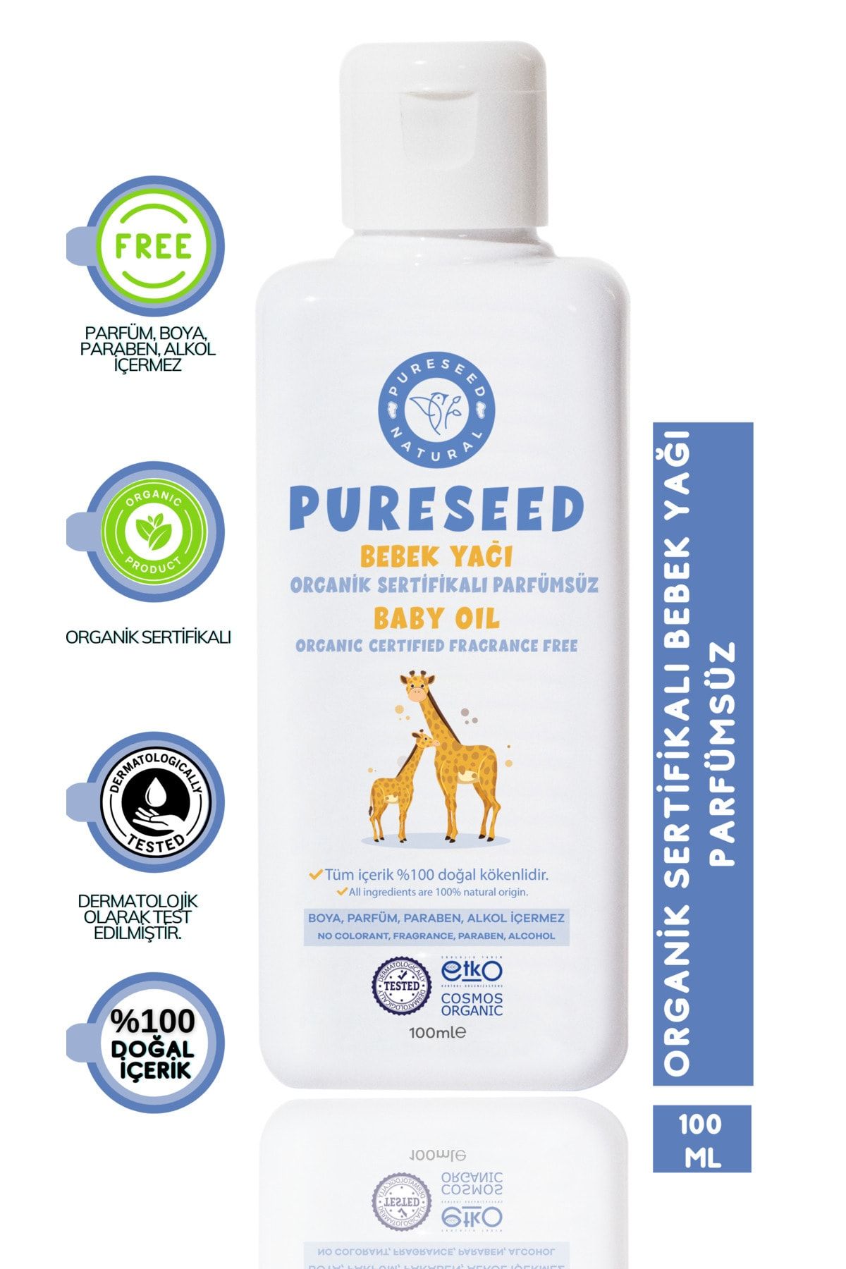 PURESEED NATURAL Organik Sertifikalı Bebek Yağı Parfümsüz - 100 ml