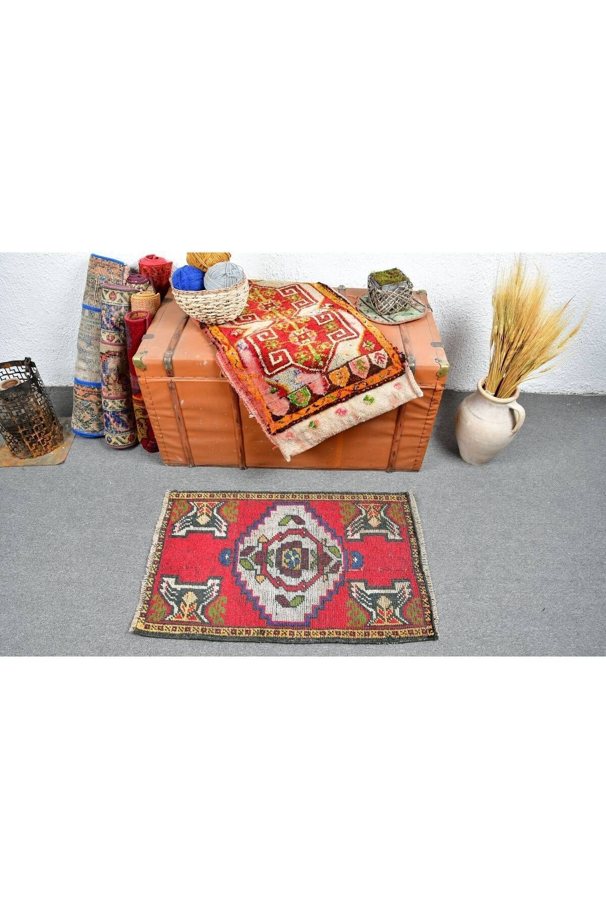 Kayra Export Yatak odası Halı, 55x86 cm Küçük Halı, Uşak Halı, Nostaljik Halı, Yuva Halı, Kırmızı Uşak Halı