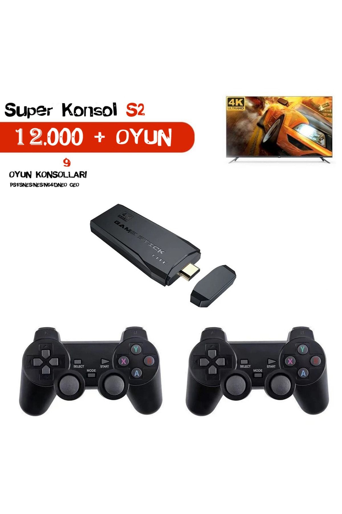 Kinhank Super Konsol S2 12000 Retro oyun PS1/GBC/GBA/SFC 64G 2.4G çift kablosuz joystick