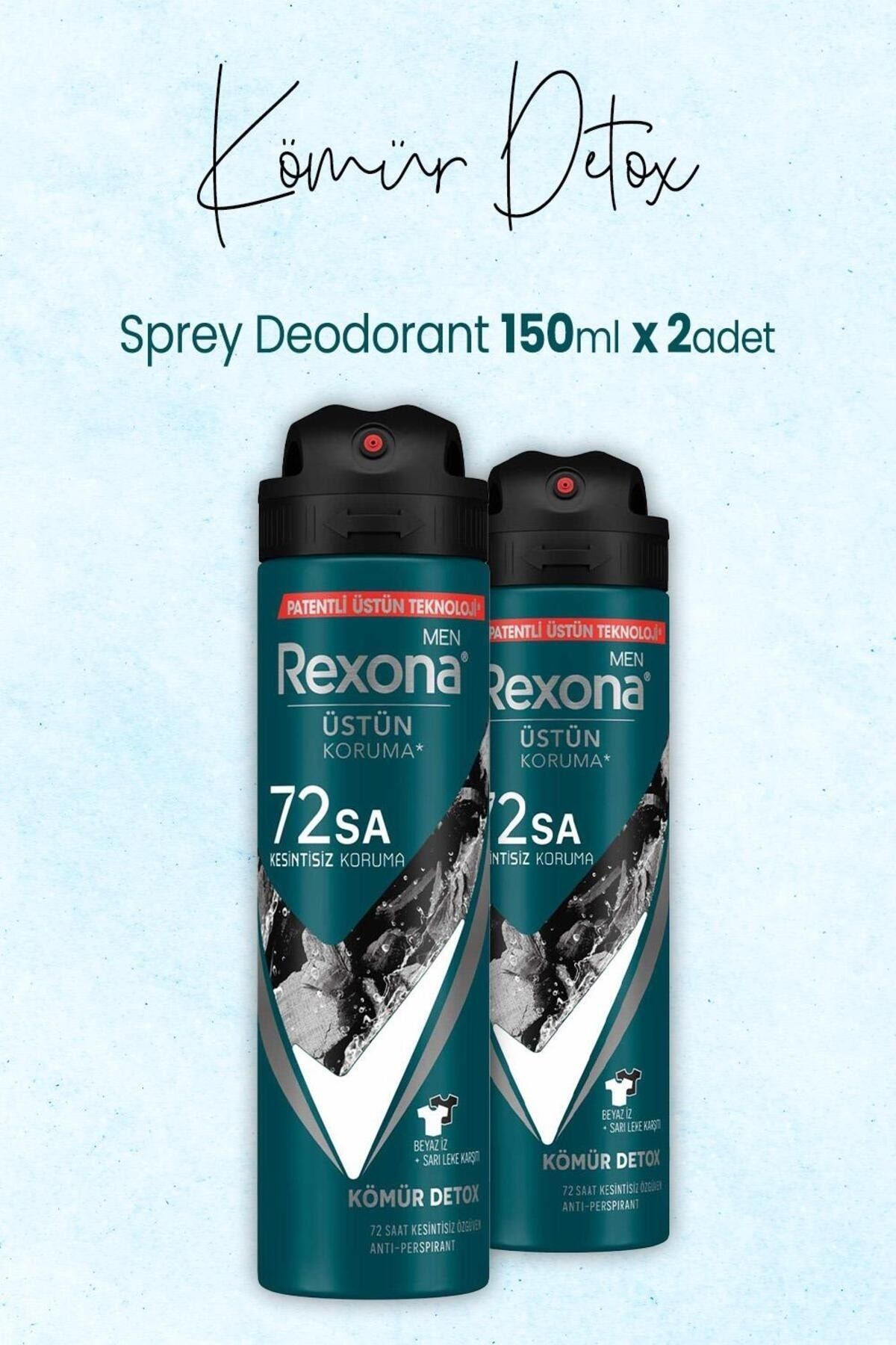 Rexona Men Sprey Deodorant Kömür Detox 150 ml x 2 Adet
