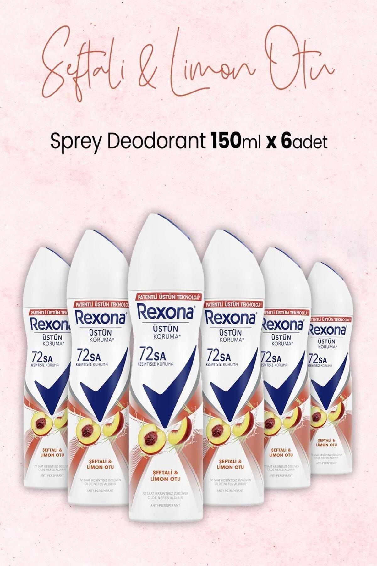 Rexona Kadın Sprey Deodorant Şeftali ve Limon Otu 150 ml x 6 Adet
