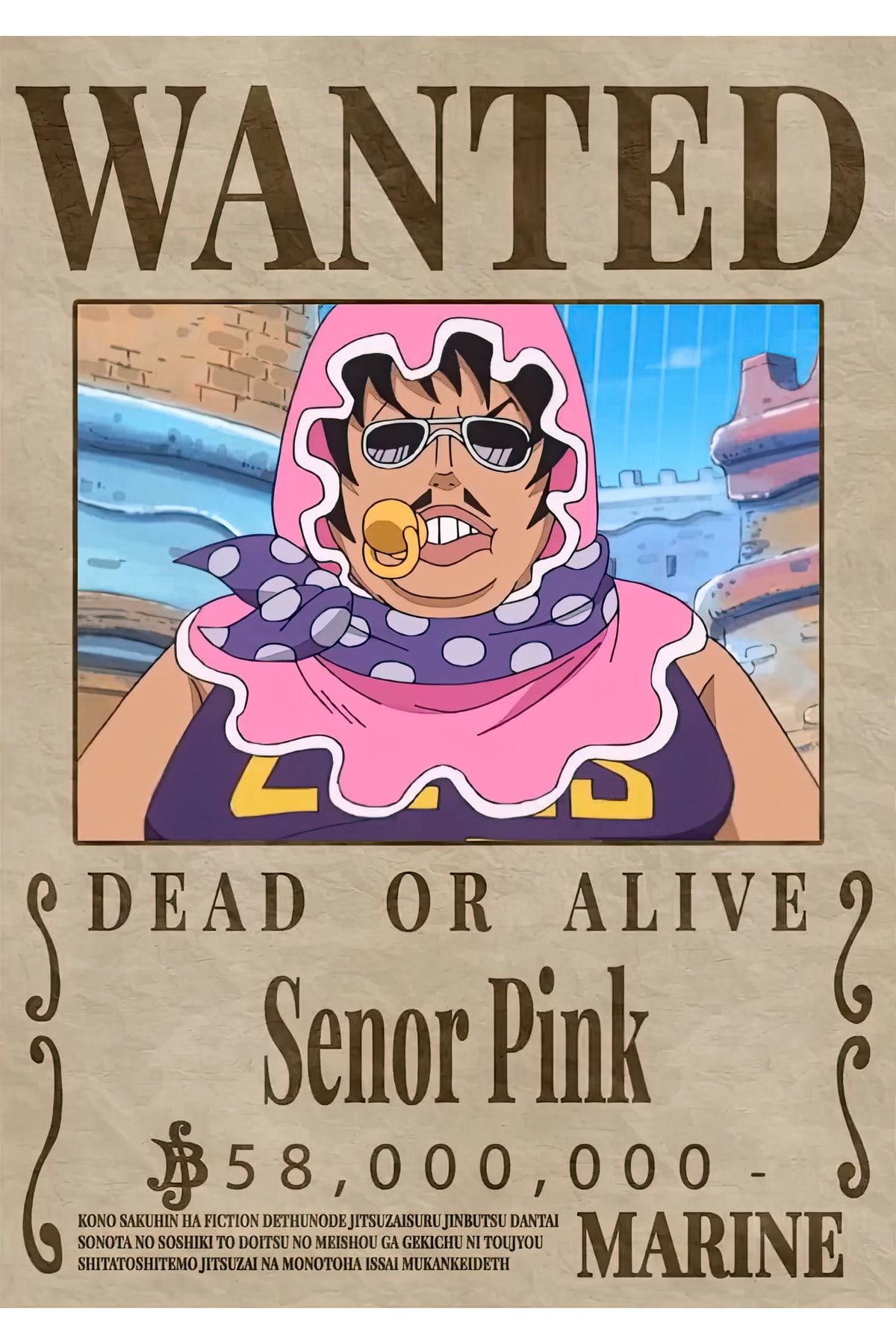 uzuntuning One Piece Senor Pink Wanted Aranıyor Posteri