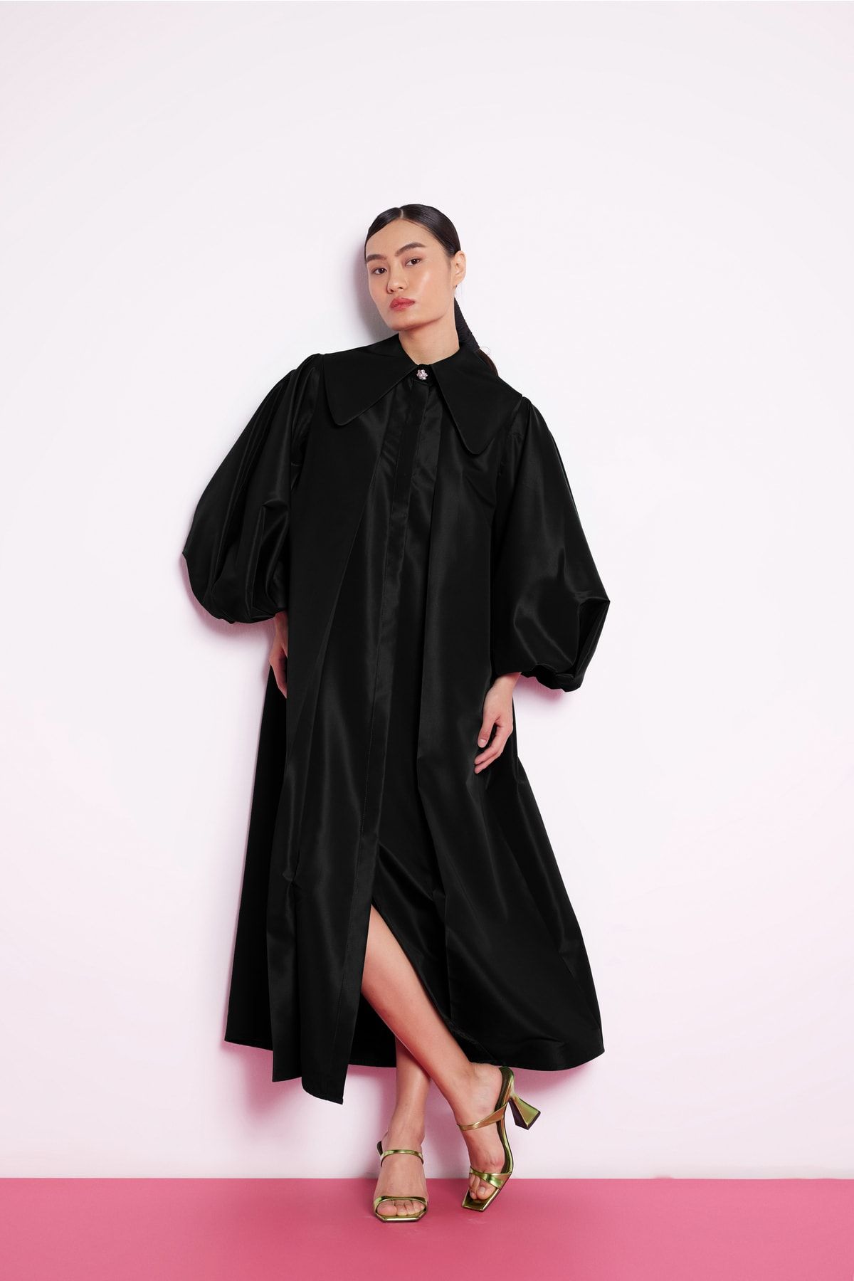 Nuum Design Balon Kollu Tafta Elbise siyah