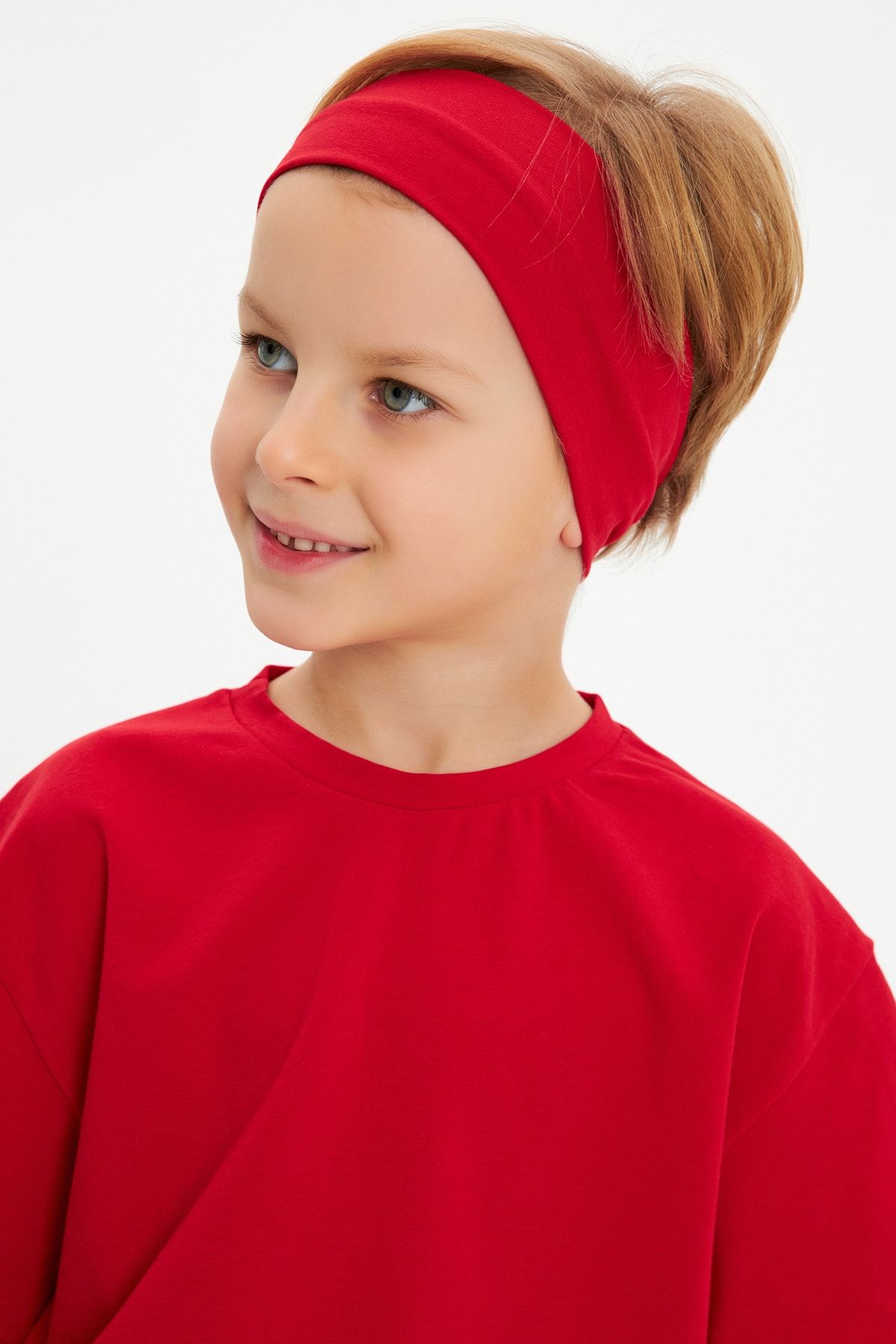 Babygiz Erkek Çocuk %100 Pamuklu Penye Oversize Kırmızı T-Shirt Yumuşak Bandana İKİLİ TAKIM Trend Seri1