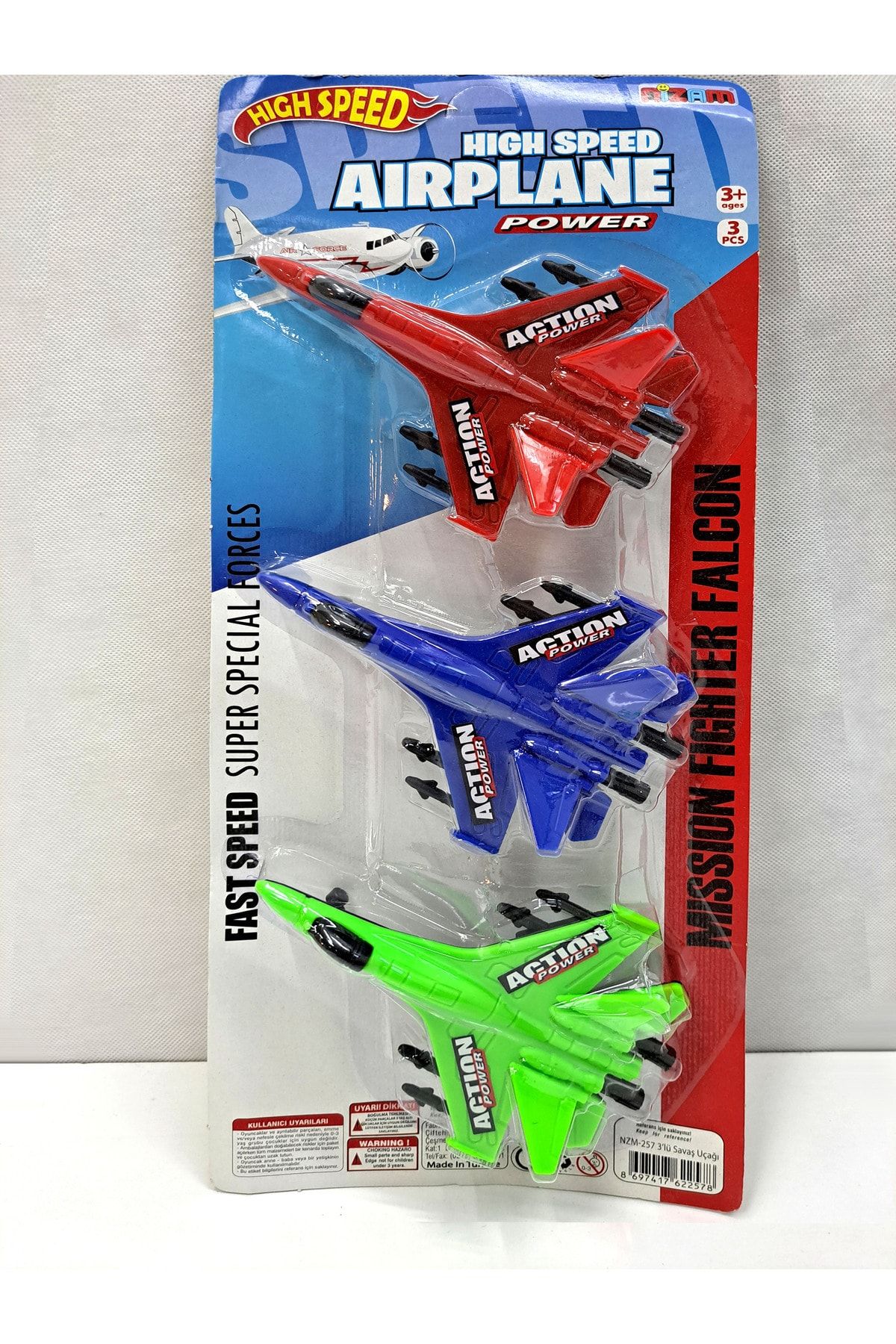 ALYTOYS Erkek çocuk oyuncakları Savaş Uçakları 3 adet renkli 30x45 cm roketatarlı