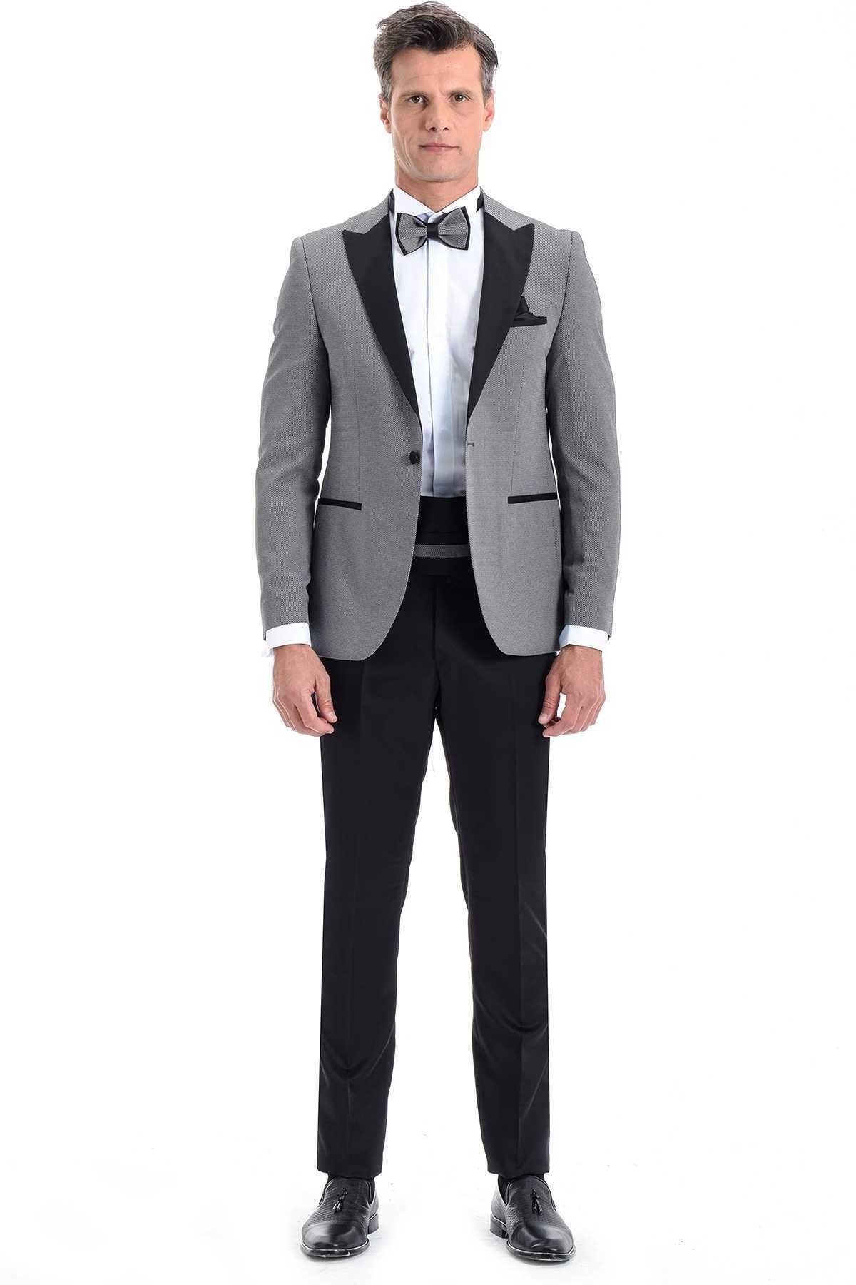 Morven Broadway Slim Fit Yelkli Damatlık Takım Elbise Orta Gri - 19MC055005105