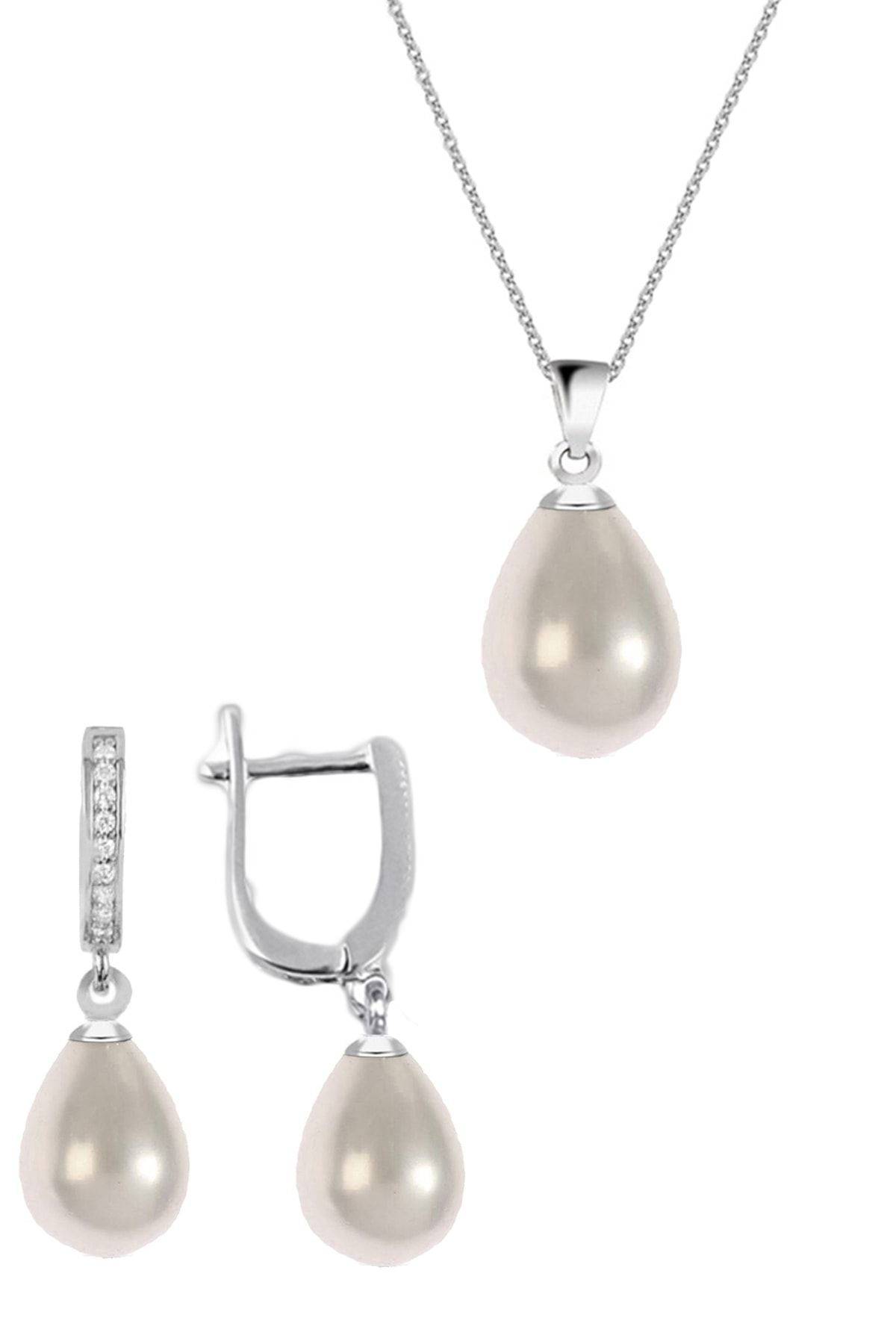 MODERN TAKI Inci Kolye Küpe 925 Ayar Gümüş Pearl Necklace Earrings