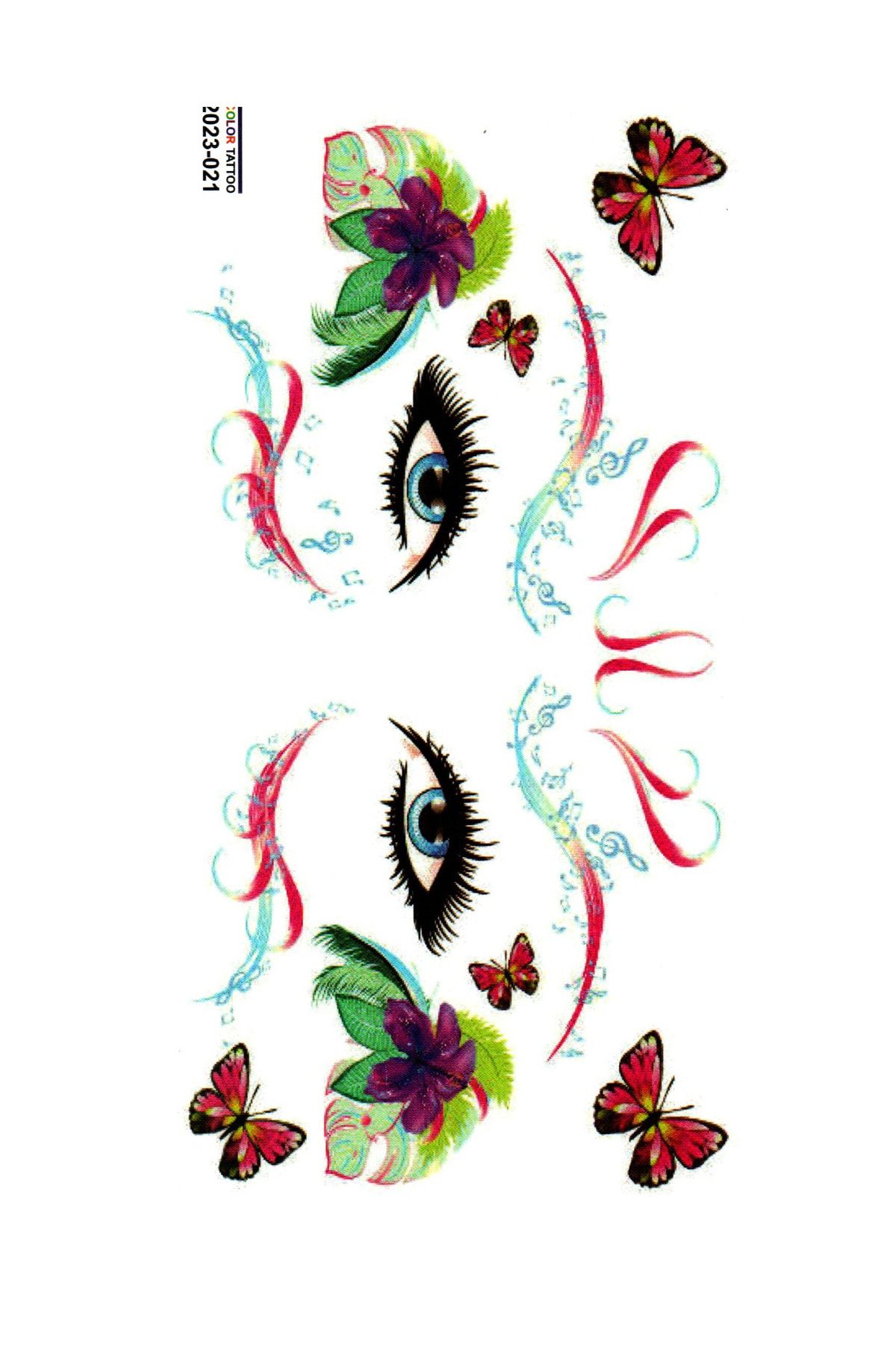 Limmy Tattoo Geçici Dövme Vücut Dövmesi 9x19 cm Renkli021 Renkli Gözler
