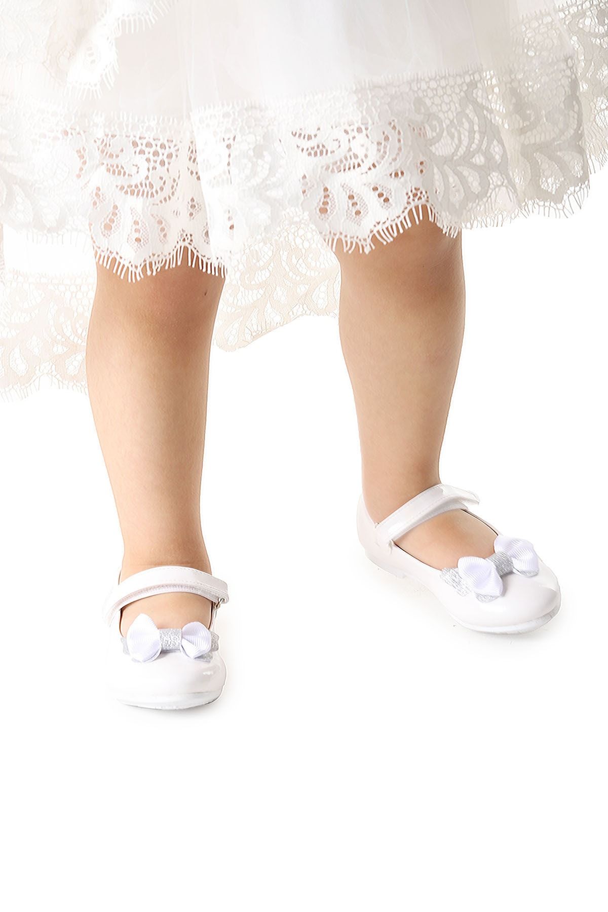 Kiko Kids Taşlı Cırtlı Kız Çocuk Fiyonklu Babet Ayakkabı Ege 204 Rugan