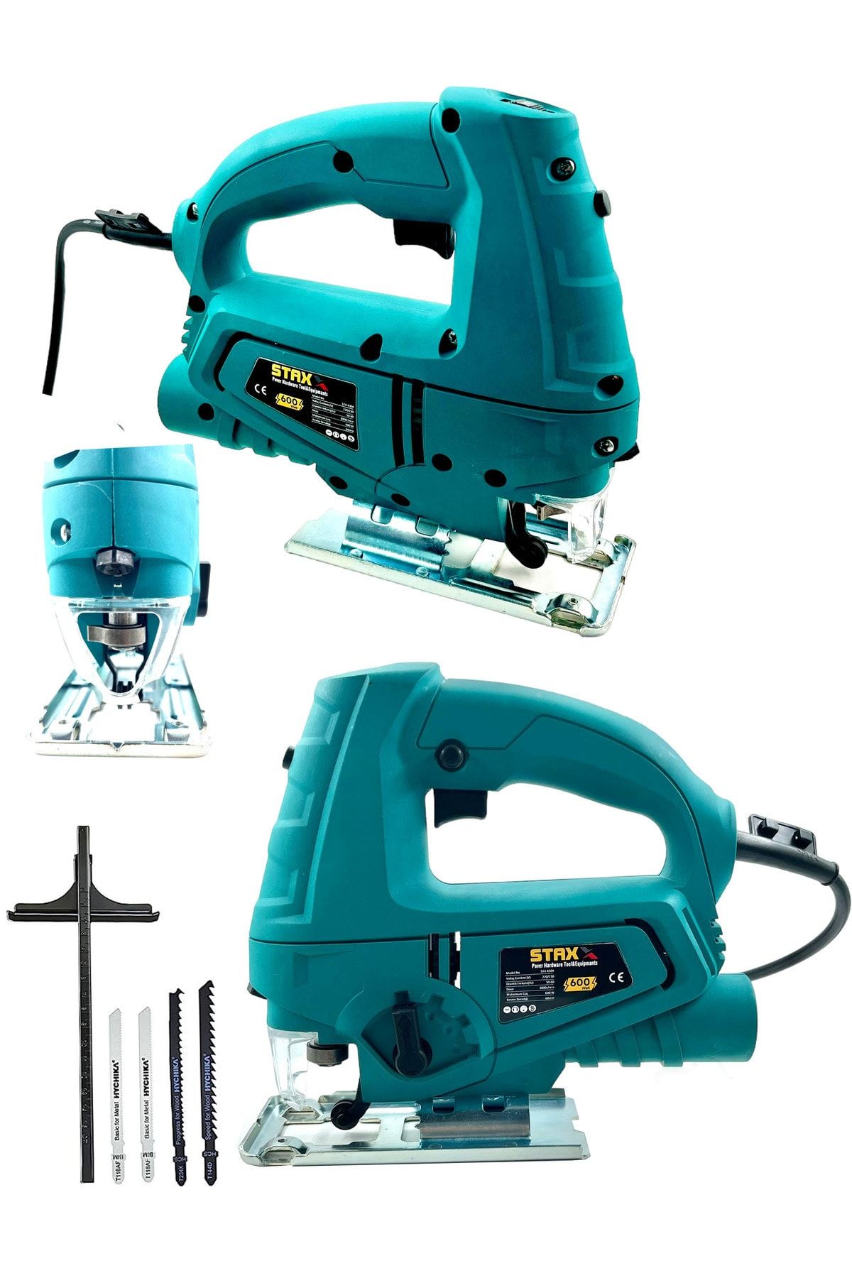 STAXX POWER 600w 6 Kademe Devir Ayarlı Pandüllü Lazerli Dekupaj Testere Makinesi + 5 Testere Ucu Hediyeli