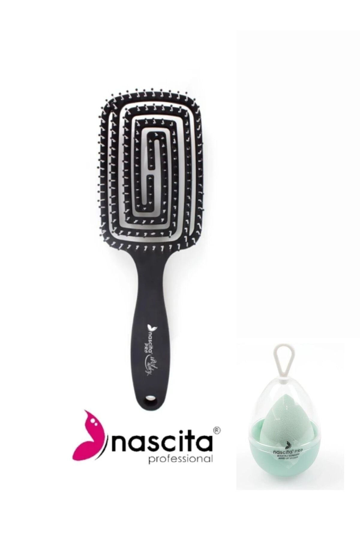Nascita Pro Üç Boyutlu Saç Fırçası Pro 10 & Kutulu Yumurta Makyaj Süngeri
