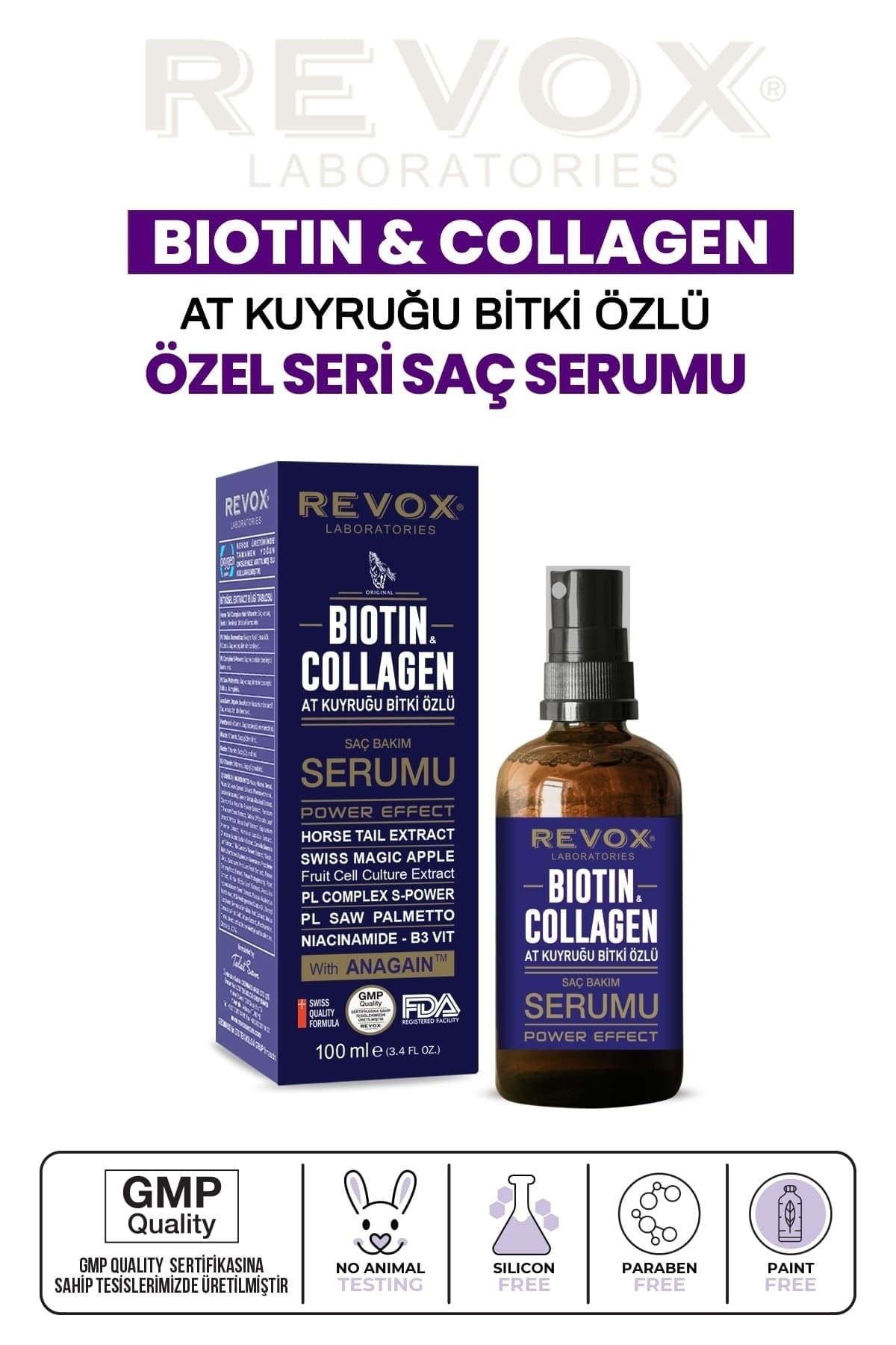 Revox Biotin & Collagen + At Kuyruğu Bitki Özlü Saç Bakım Serumu
