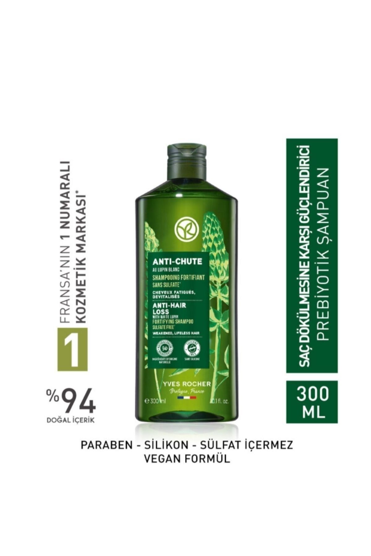 Yves Rocher Saç Oluşumunu Destekleyen ve Dökülmeyi Engelleyen Şampuan 300 ml / Anti-Chute