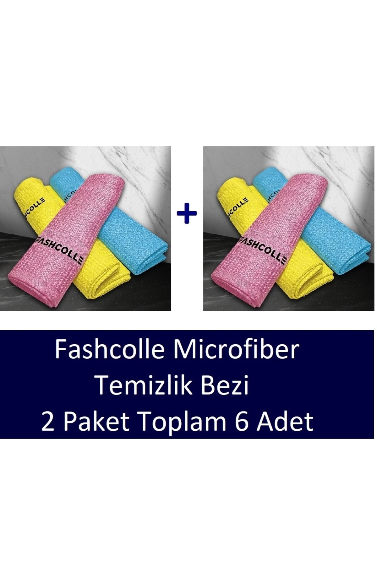 Fashcolle Mikrofiber Temizlik Bezi 3'lü x 2 Paket Toplam 6 Adet