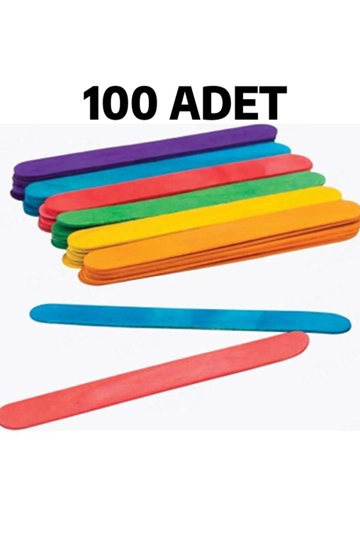 nistabolje 100 Adet Renkli Ahşap Büyük Geniş Dil Çubuğu Abeslang Dondurma Dil Basma Çubuğu Renkli
