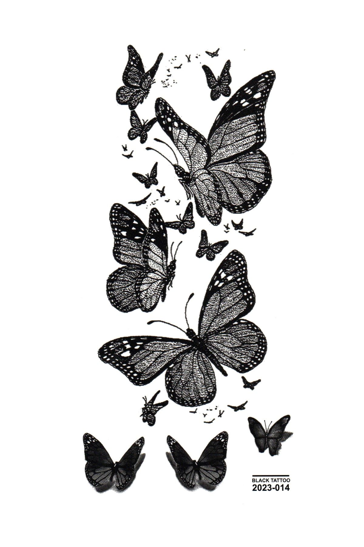 Limmy Tattoo Geçici Dövme Vücut Dövmesi 9x19 cm (siyah014) - Kelebek