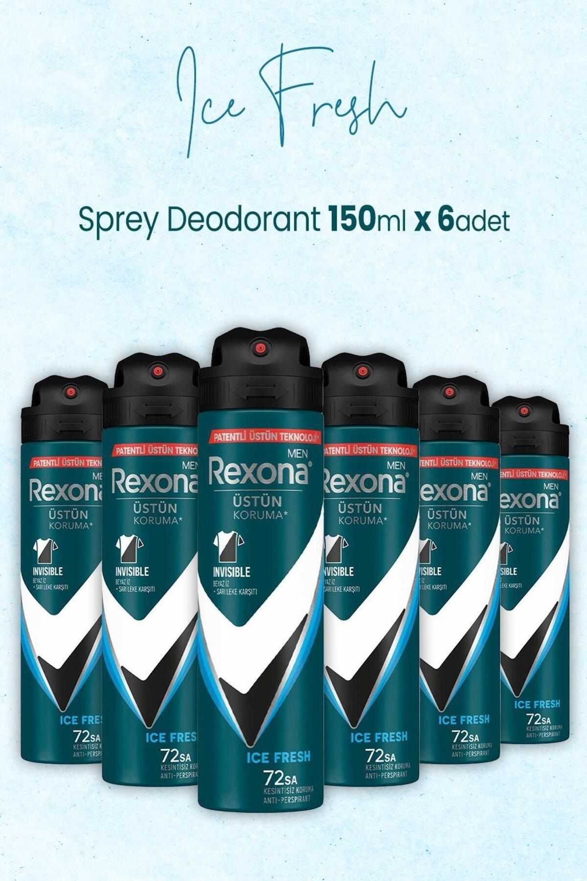 Rexona Men Sprey Deodorant Ice Fresh 150 ml x 6 Adet