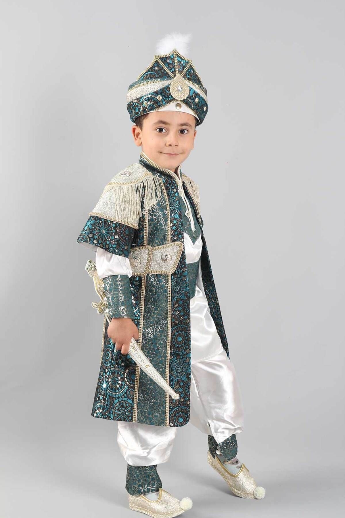 Osmanlı Sünnet Kıyafetleri Şanlı Şehzade Turkuaz Sünnet Takımı