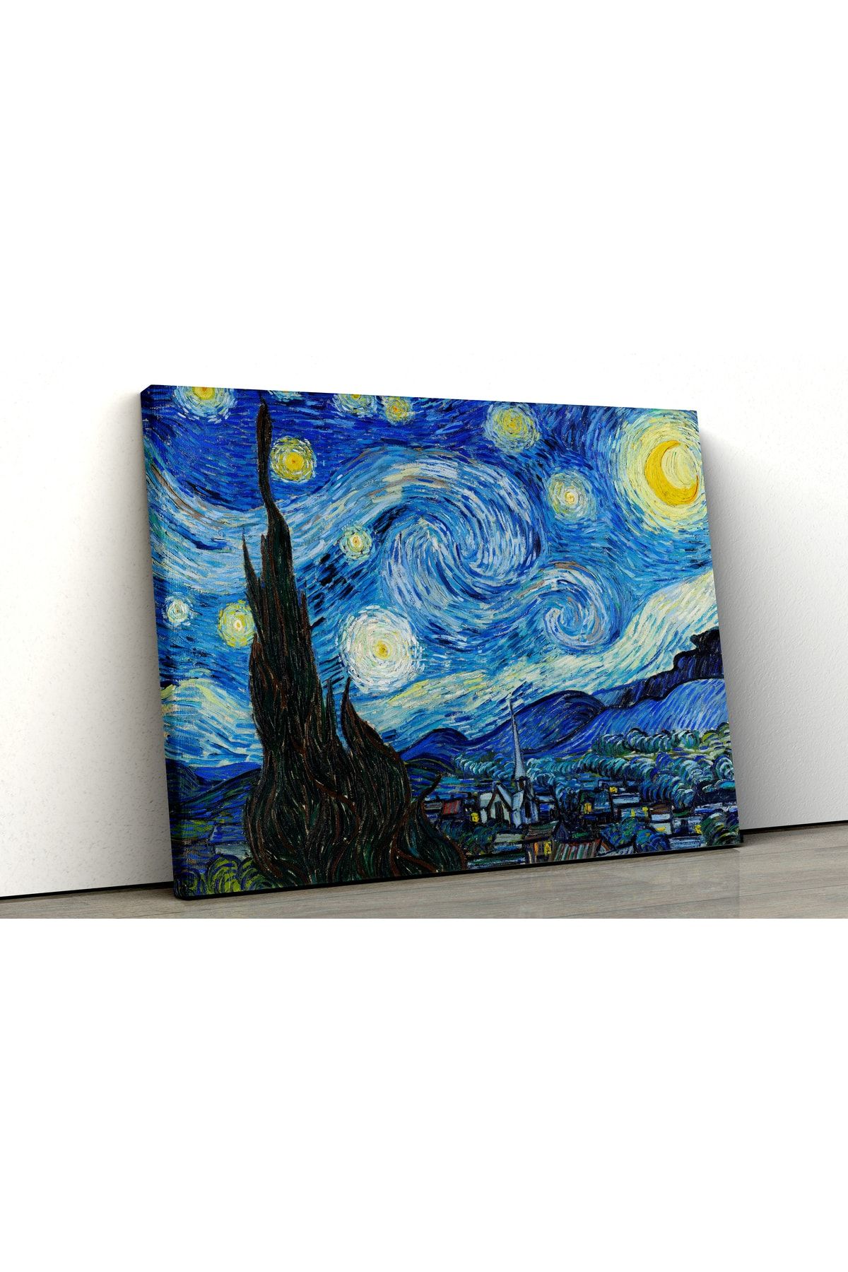 Blok Design Kanvas Tablo Resim Van Gogh Yıldızlı Gece Ünlü Yağlıboya Duvar Tablosu