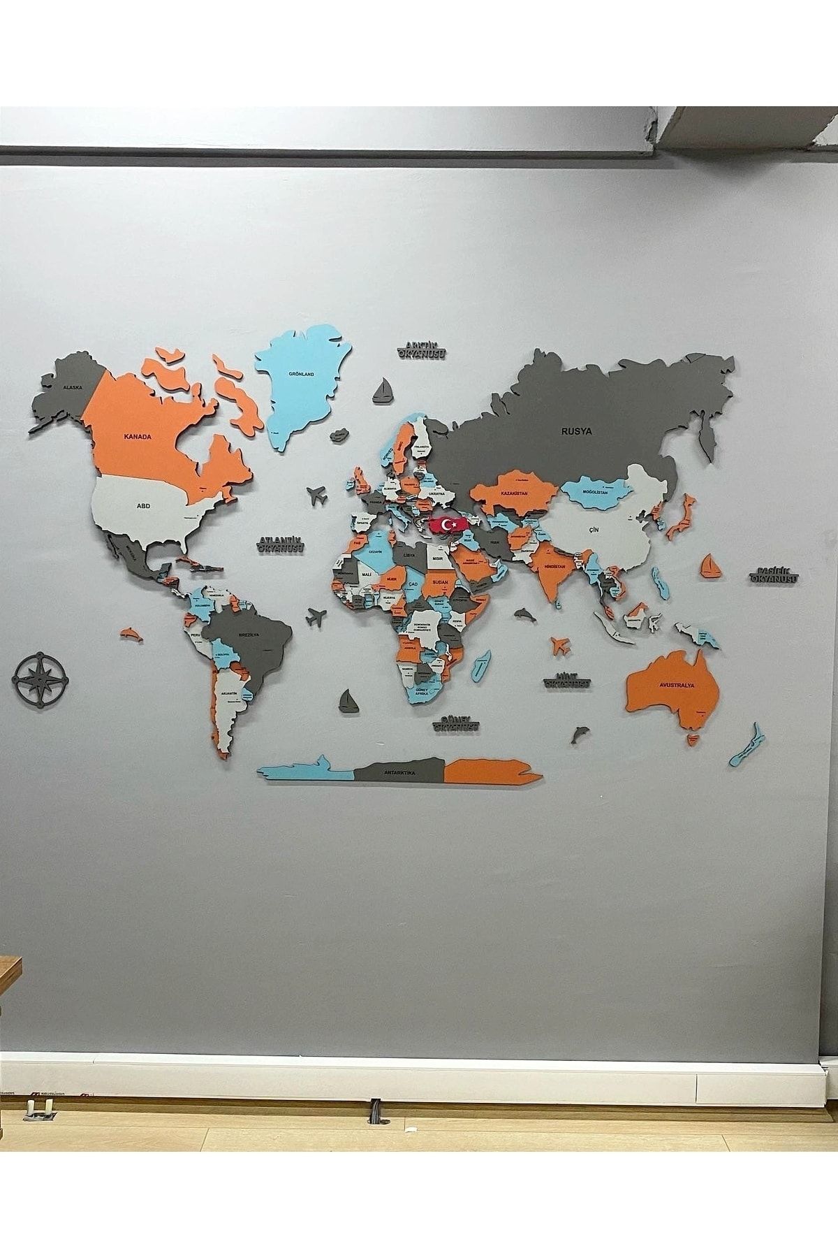 Orendart Ege Ahşap Dünya Haritası