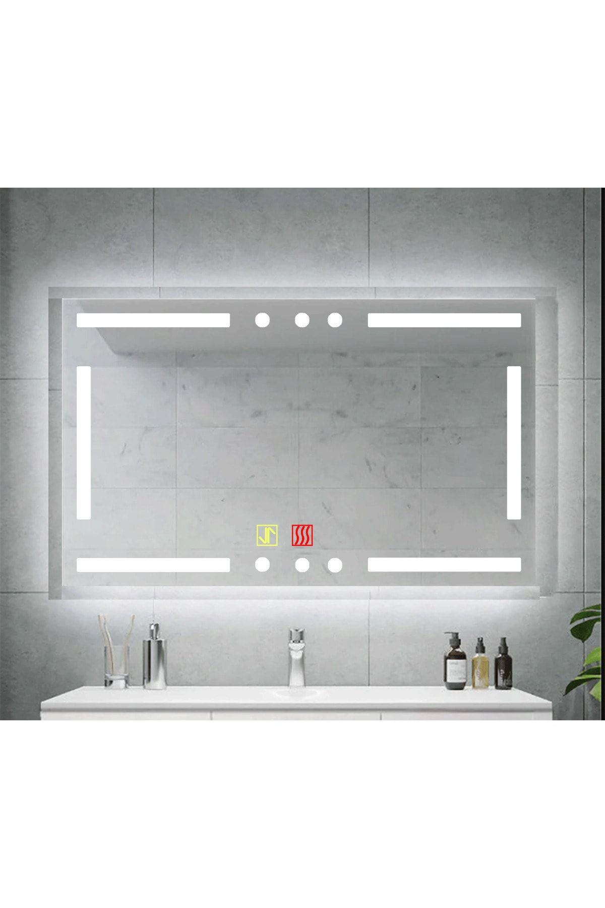 BUGUSAN (h)80x100cm Buğu Çözücülü Dokunmatik Işıklı Kumlamalı Banyo Aynası