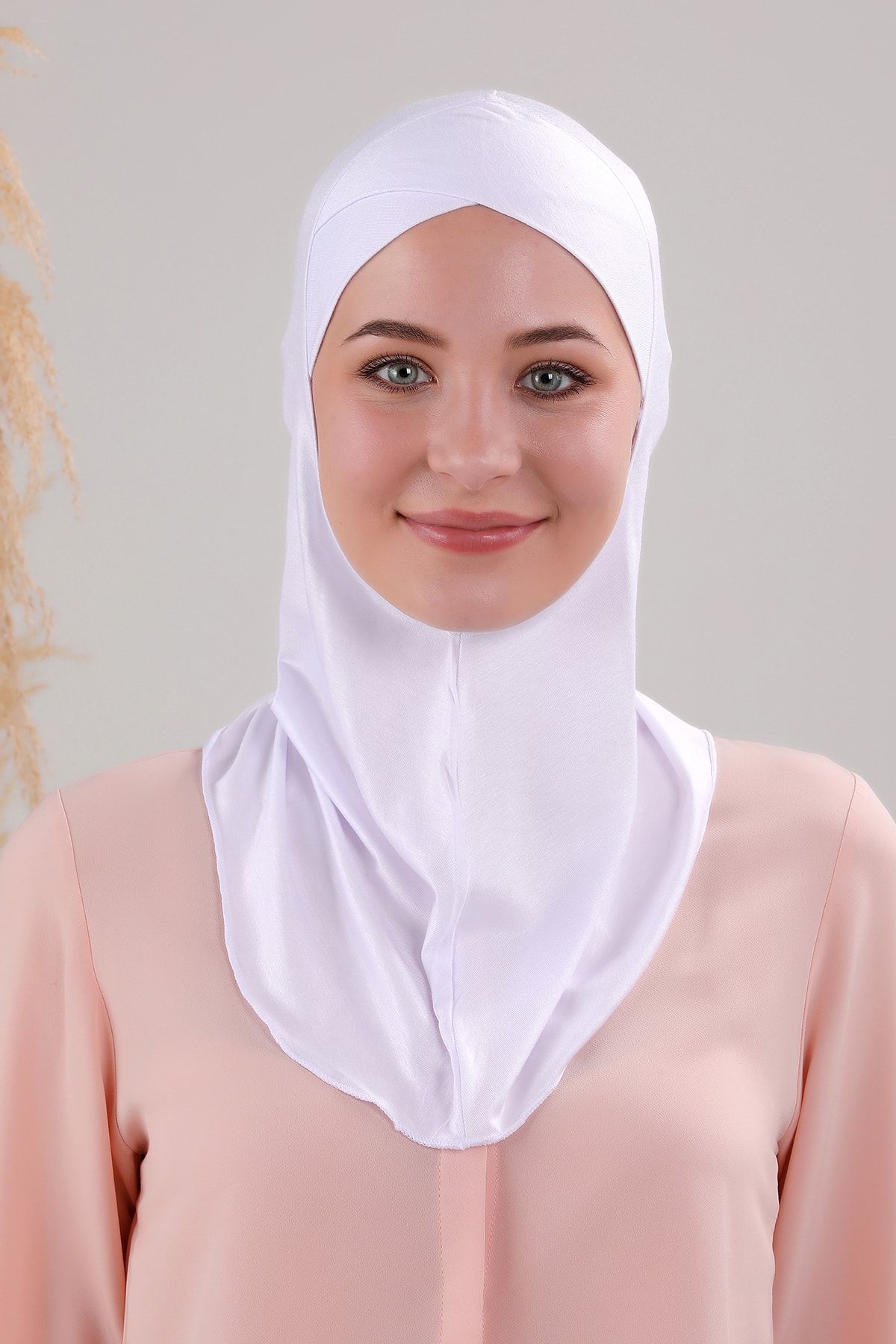 Melodi Scarf Tesettür Hijab Çapraz Deniz Havuz Spor Boyunluklu Penye Bone Beyaz