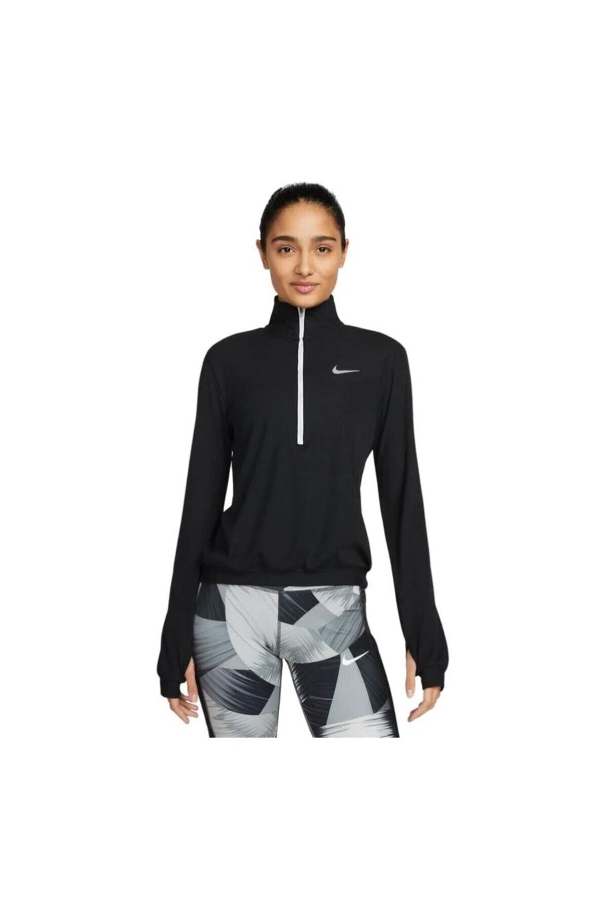 Nike Dri-Fit Element Mid Layer 1/4-Zip Running Long-Sleeve Kadın Tişört
