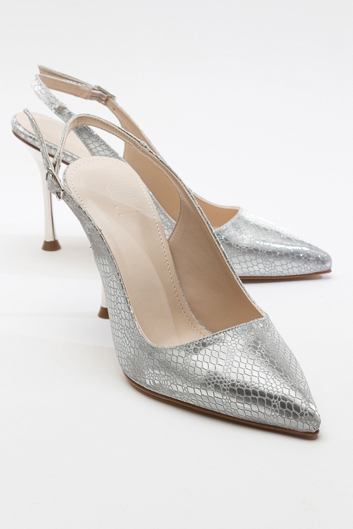 luvishoes ORFO Gümüş Desenli Kadın Topuklu Ayakkabı