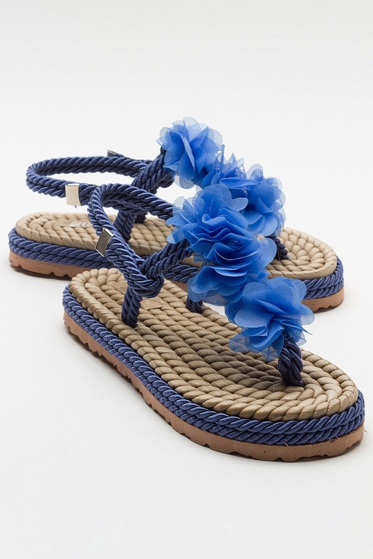 luvishoes SANTRA Kot Mavi Parmak Arası Kadın Sandalet