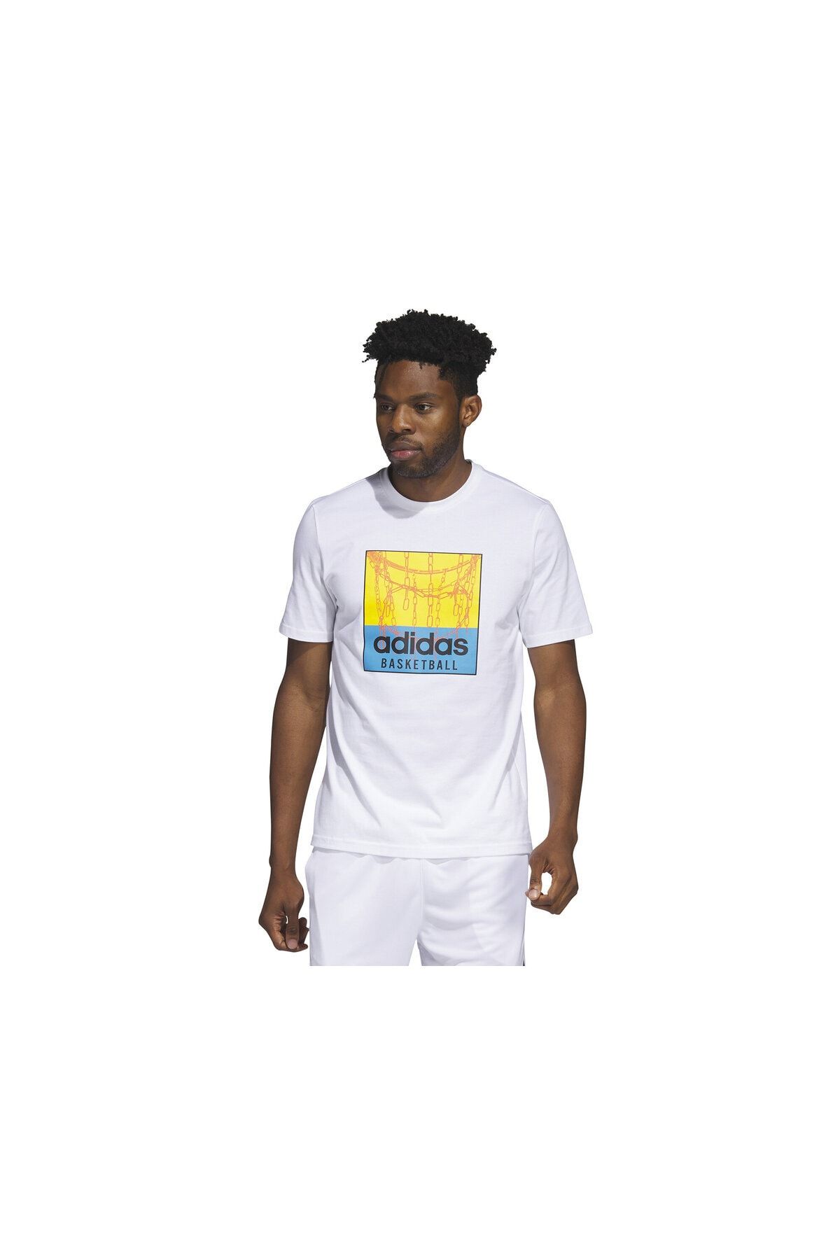 adidas Chain Net G T Erkek Basketbol Tişörtü IC1861 Beyaz