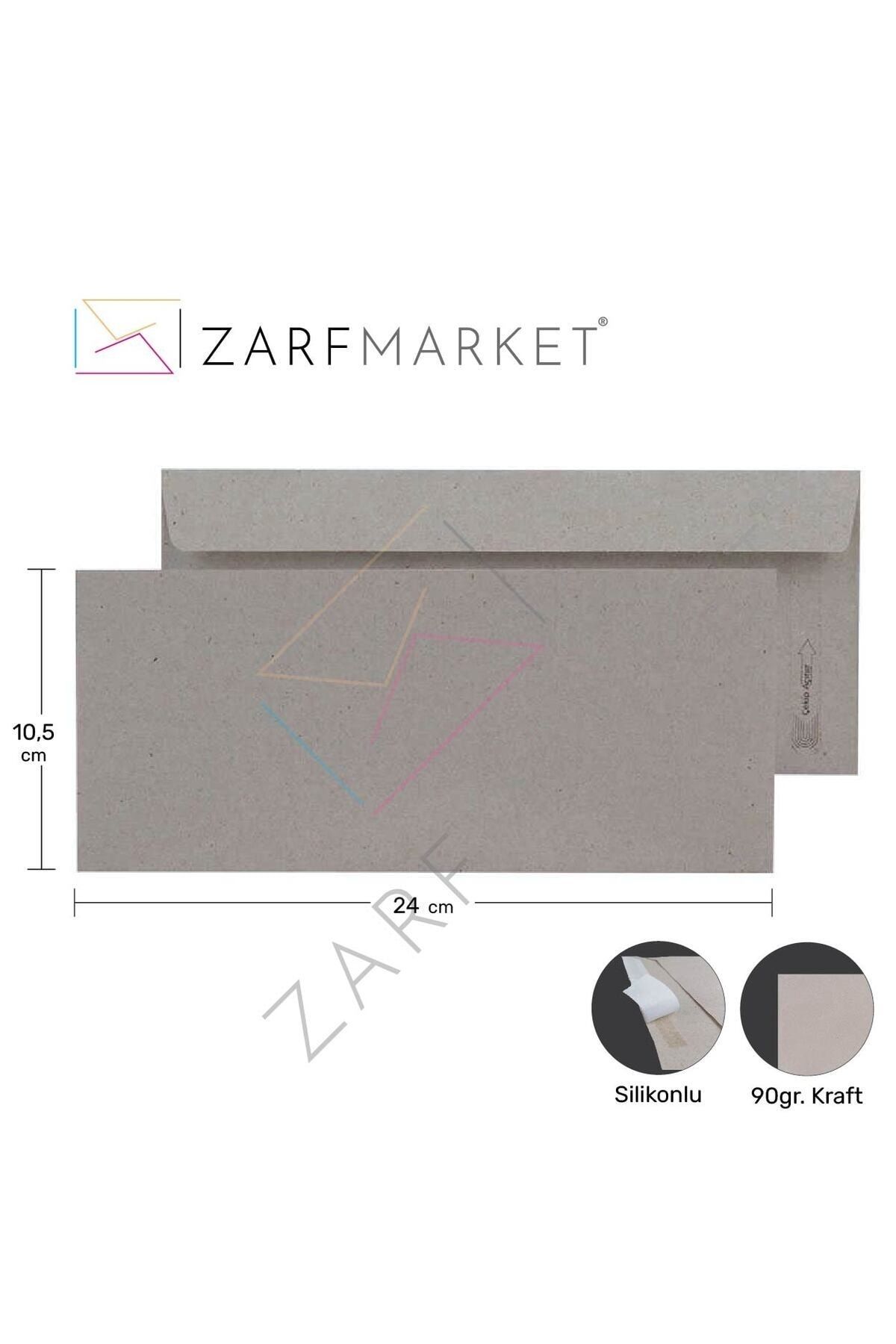 Zarfsan Diplomat Zarf Düz 10,5x24 Cm 90 gr I.kraft 500 Adet Para Zarfı Fatura Zarfı