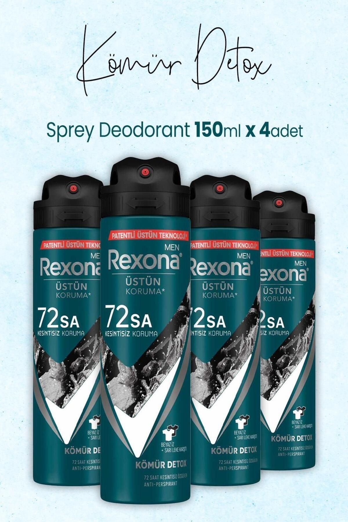 Rexona Men Sprey Deodorant Kömür Detox 150 ml x 4 Adet